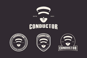 Set of head hat of conductor logo, a Branding & Logo Template by DOMHOUZE