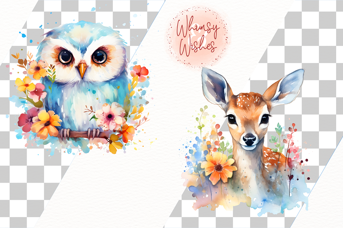 Summer Woodland Animals Clip Art, an Animal Illustration by Whimsy & Wishes (Photo 3 of 8)
