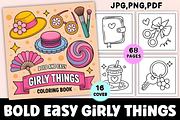 Bold Easy Girly Things Coloring Page, a Decorative Illustration by Coco Bloom (Thumbnail 1 of 3)