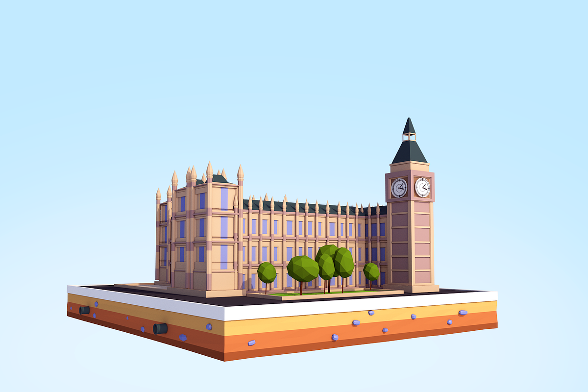 Cartoon Low Poly Big Ben Landmark, an Architecture 3D Model by Anton Moek (Photo 5 of 8)
