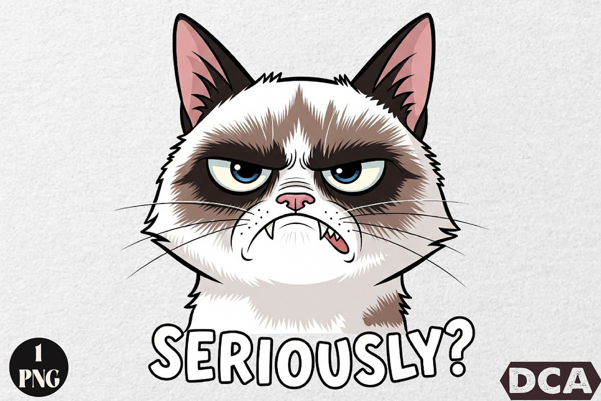 Funny Cat Seriously PNG, an Illustration by DreamCafeArt (Photo 1 of 6)