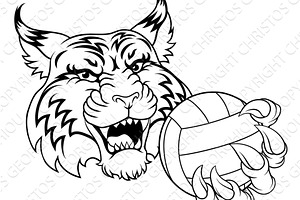 Wildcat Cougar Lynx Lion Volleyball, an Animal Illustration by Christos Georghiou