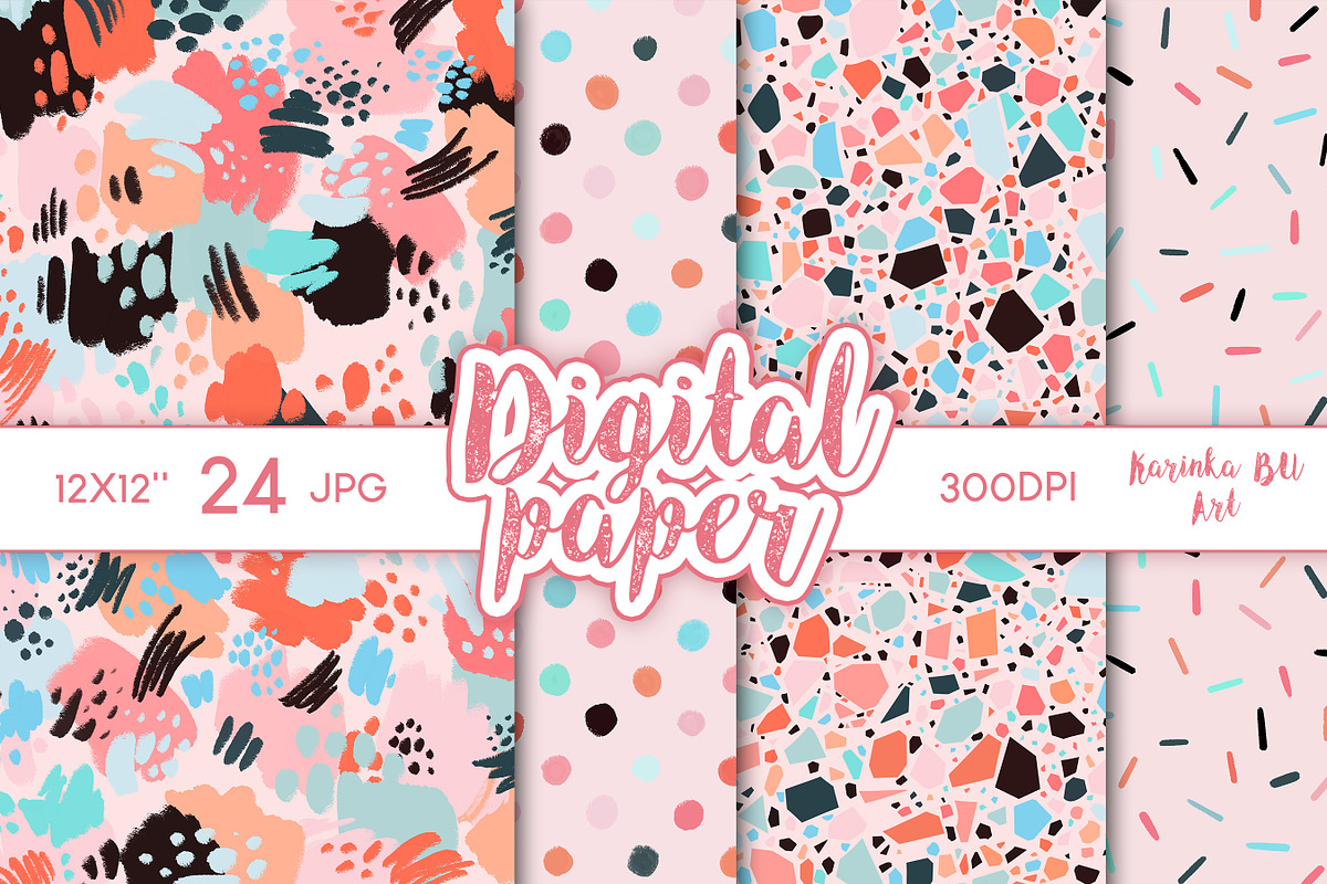 24 Pink Boho Digital Papers clipart, a Pattern Graphic by KarinkaBU (Photo 2 of 7)