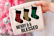 Merry And Blessed Stockings PNG, a Seasonal Illustration by CrexoraLab (Thumbnail 1 of 4)