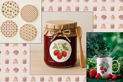 Raspberry Clipart & Patterns Bundle, a Food Illustration by MuzaArtStudio (Thumbnail 7 of 14)
