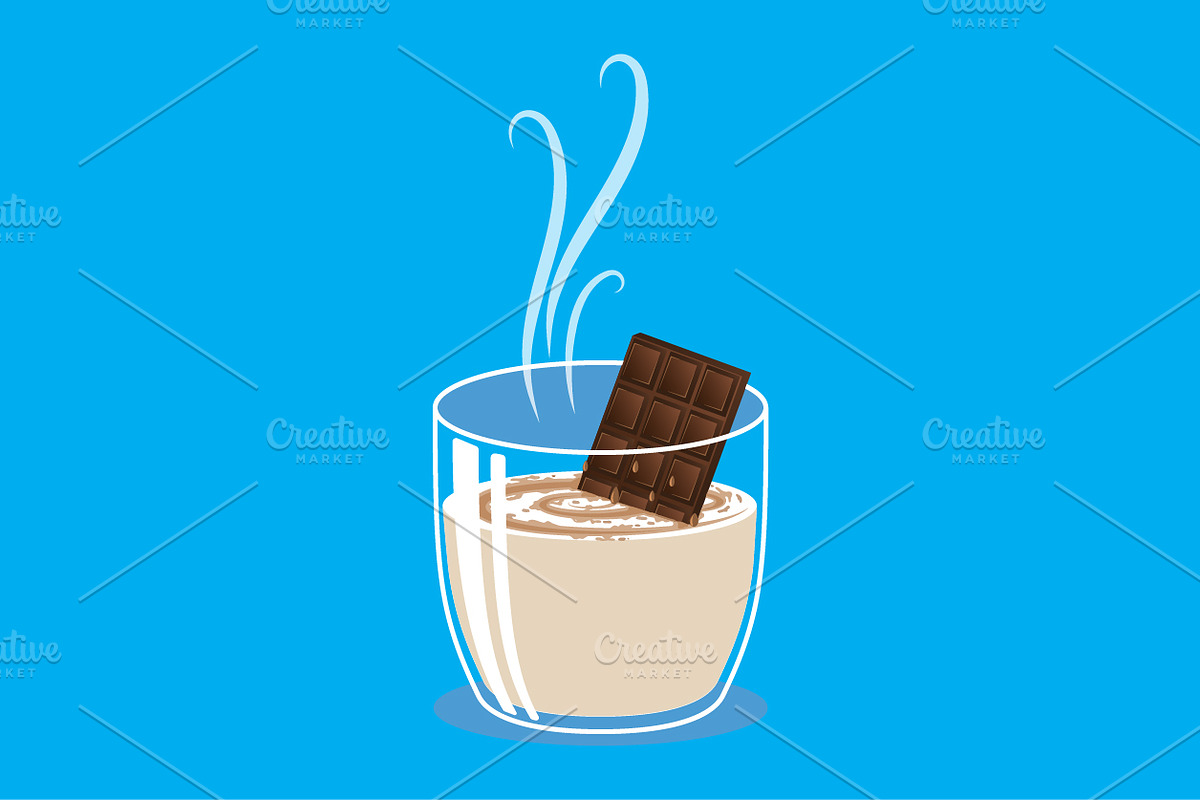 Chocolate in hot milk, a Decorative Illustration by WINS Doodle shop
