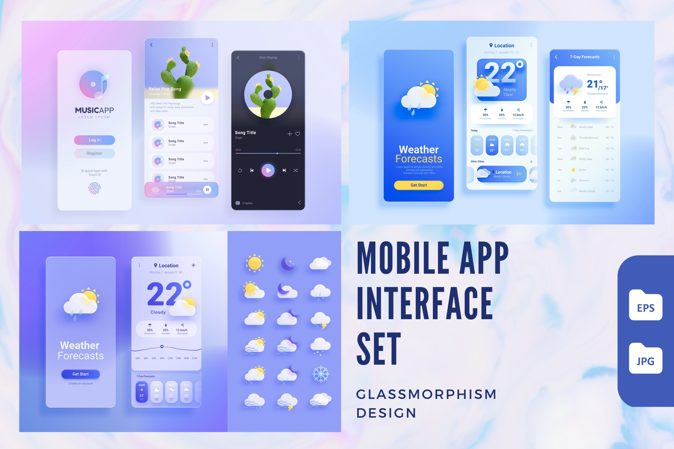 Mobile App Interface Template Set, a Technology Illustration by ...