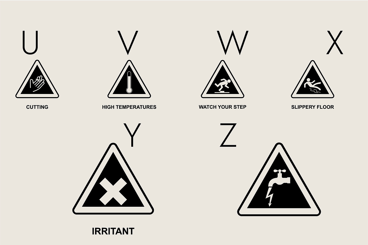 Warning Signs Dingbats Font, a Symbol Font by Minimalartstudio (Photo 3 of 8)