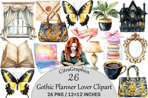 Watercolor Gothic Planner Lover, an Illustration by CitraGraphics