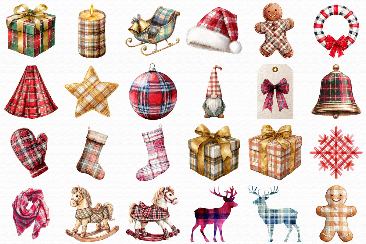 Plaid Christmas Clipart, an Illustration by Libby Wishes (Photo 6 of 7)