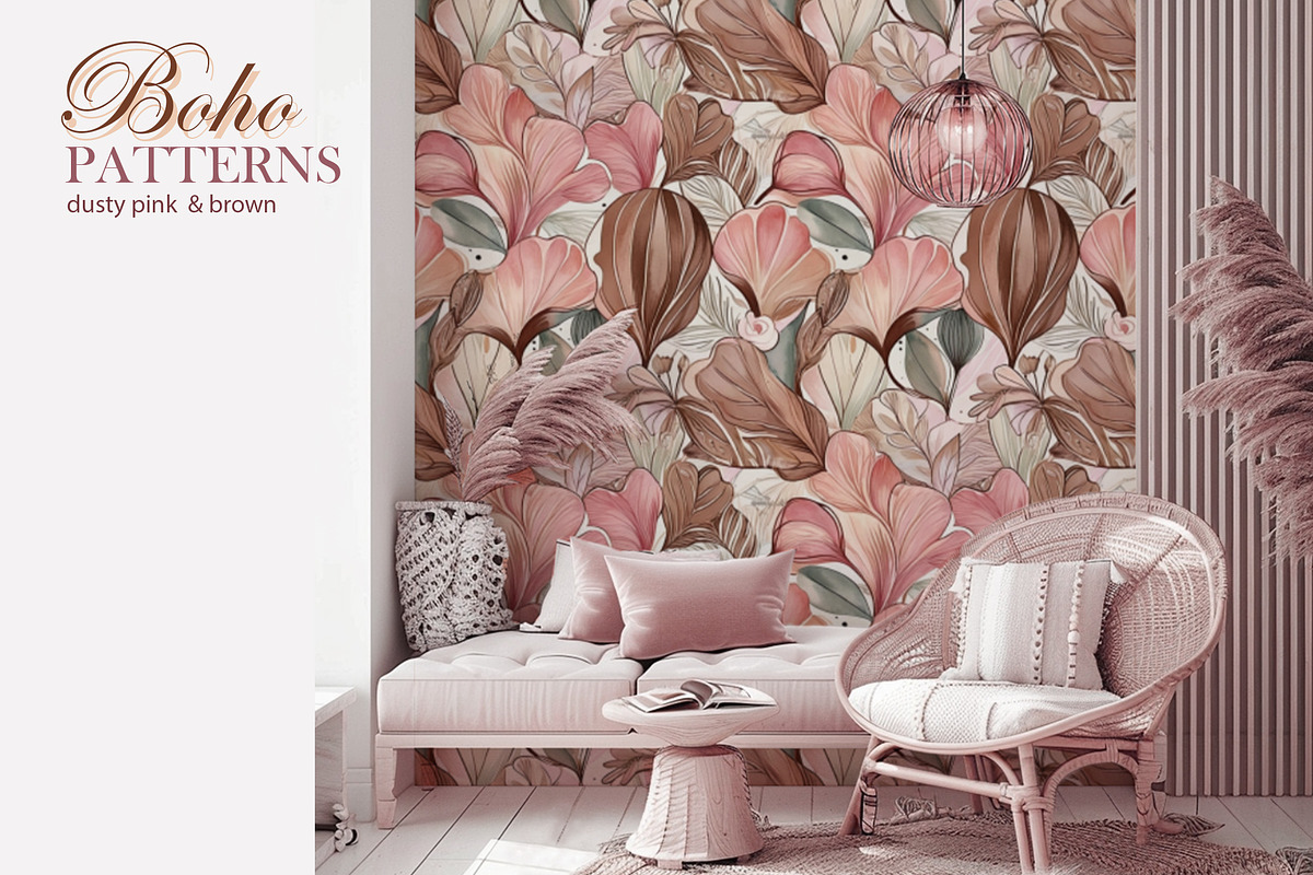Boho Patterns. Pink and brown, a Pattern Graphic by L- design studio (Photo 7 of 7)