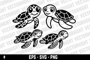 Cute friendly baby sea turtle, an Animal Illustration by Vectorhight (Thumbnail 1 of 3)