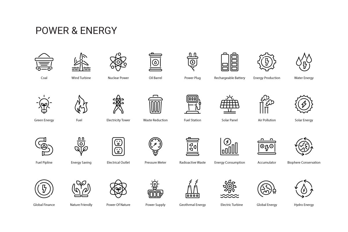 Power and Energy Thin line icons, an Outline Icon by vectorstank (Photo 2 of 6)