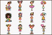 Quirky Cute Little Girl Clipart, an Illustration by Sublimation Artist (Thumbnail 3 of 6)