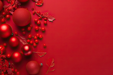 Christmas red background with Christ, a Photo by SaroStock