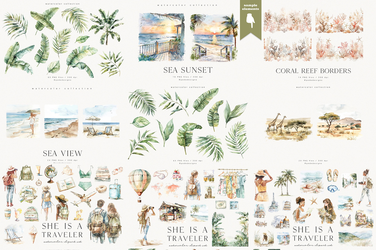 Summer & Travel Bundle, a Seasonal Illustration by PeDe Designs (Photo 11 of 15)
