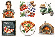 Watercolor Pizzeria Clipart, an Illustration by OK Design (Thumbnail 4 of 5)