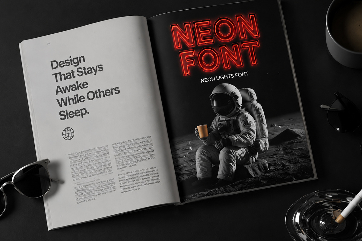 Neon Lights Font, a Sans Serif Font by Handmadefont (Photo 11 of 16)
