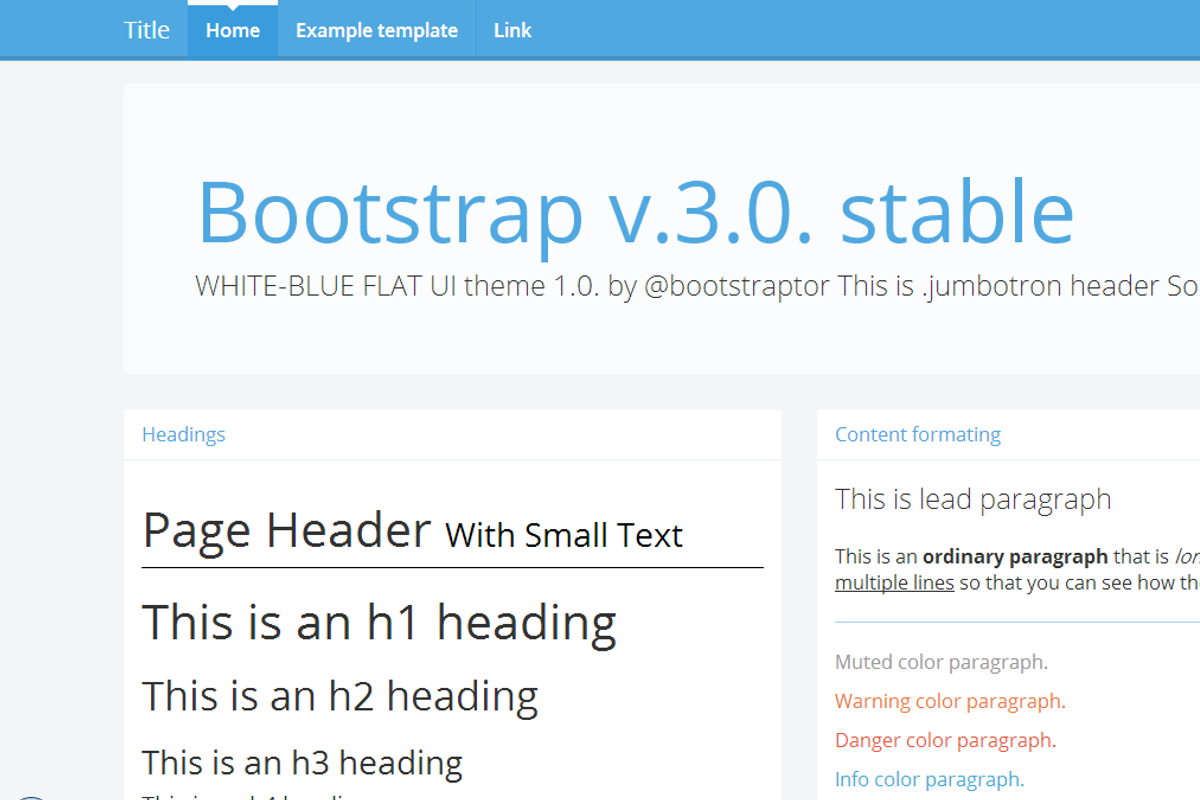 Bootstrap 3.0. RC2 theme white-blue, a Bootstrap Template by Bootstraptor (Photo 1 of 5)