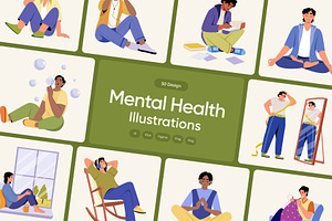 Mental Health Illustration Set, a Healthcare Illustration by Creative Stall