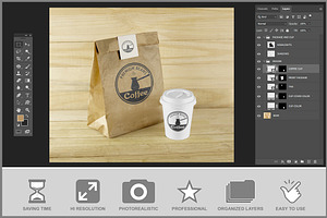 Paper Bag And Coffee Cup Mockup