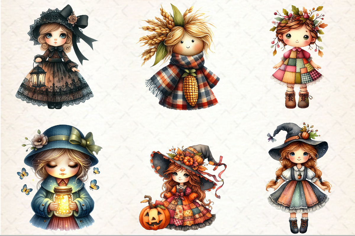 Bewitching Autumn Doll Clipart, an Illustration by Rose Art (Photo 3 of 9)