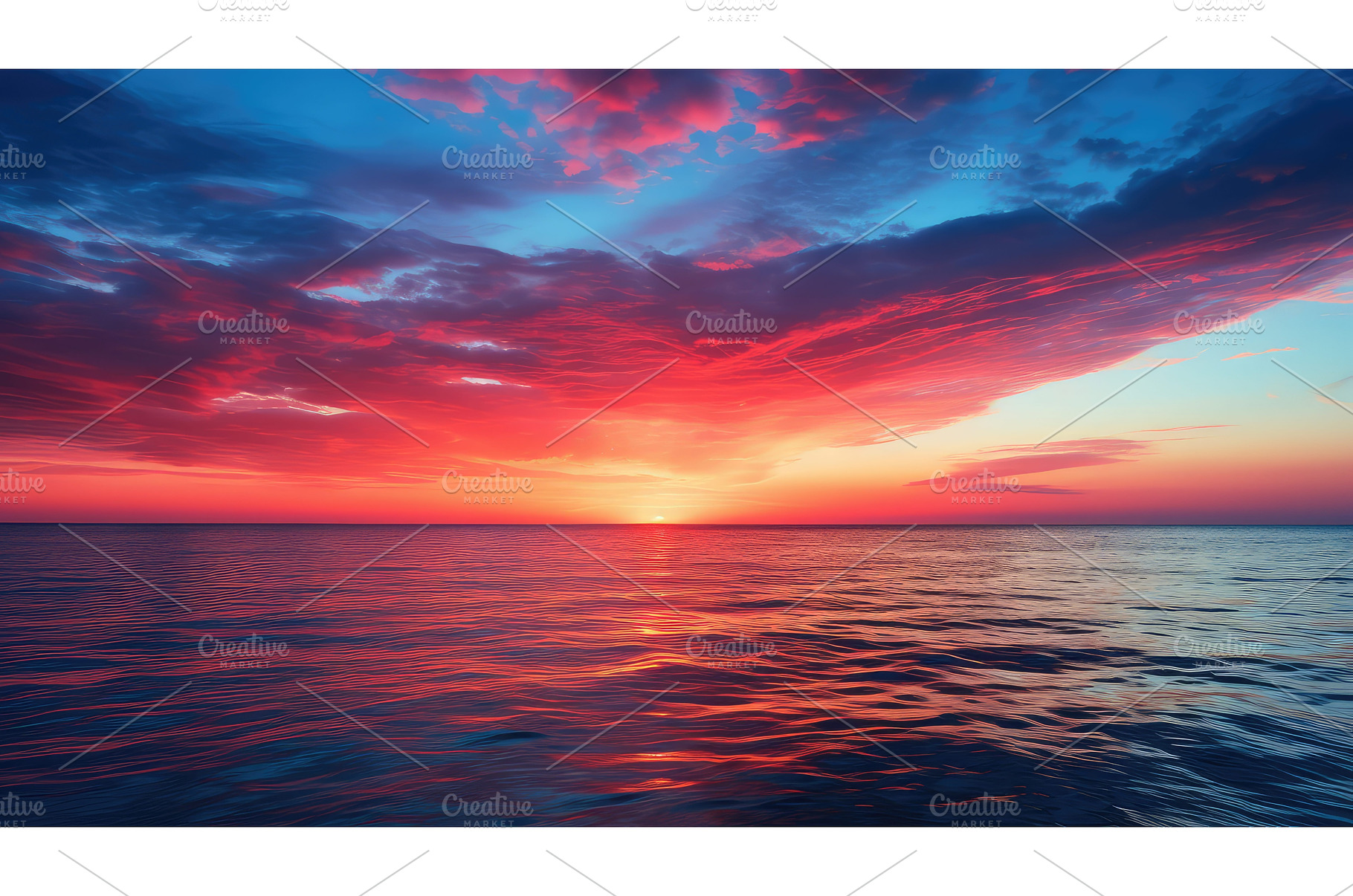 horizon red and blue ai generated, a Nature Photo by pikepicture
