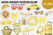 Watercolor Yellow Travel clipart PNG, a Transportation Illustration by PatternPalette (Thumbnail 2 of 2)