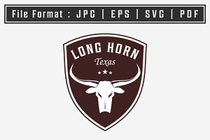 Emblem Badge Of Longhorn Skull Logo