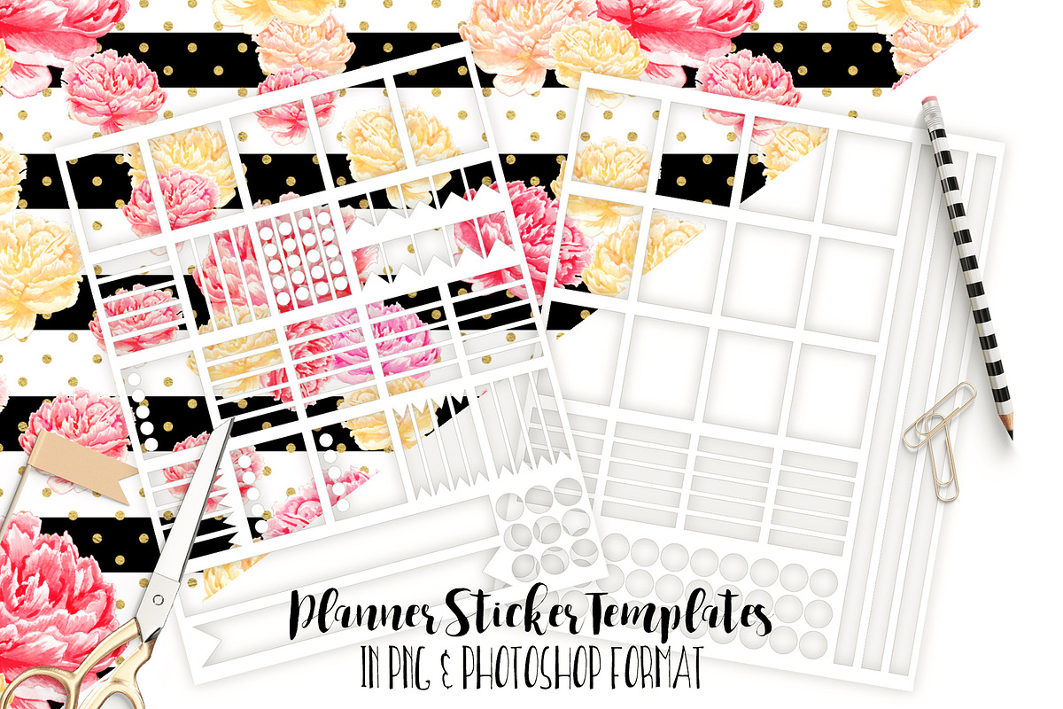 Planner Sticker Templates Photoshop, a Templates & Theme by ClipartBrat Graphics (Photo 1 of 4)