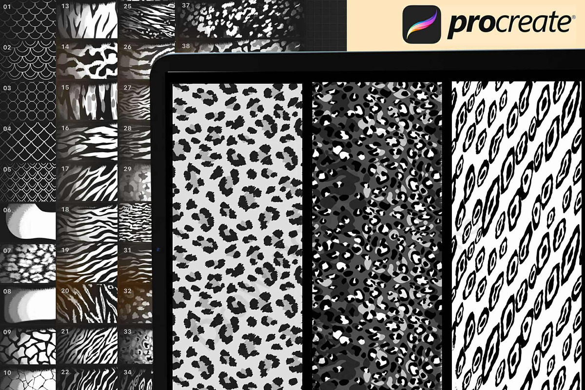 Animal Print Pattern Procreate Brush, a Brush Add-On by DrawingStoryShop
