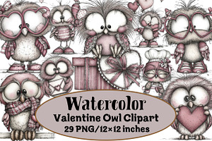 Valentine Owl Clipart, an Illustration by Design Market