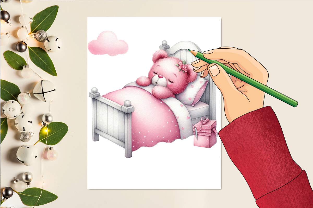 Sleeping Teddy Bear Clipart, an Illustration by DreamCafeArt (Photo 4 of 6)