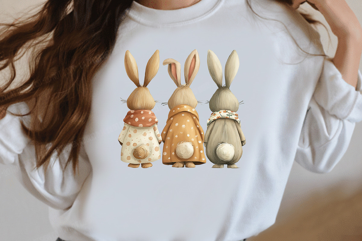 Hand-Drawn Easter Bunnies Clipart, an Illustration by Designworld (Photo 6 of 7)