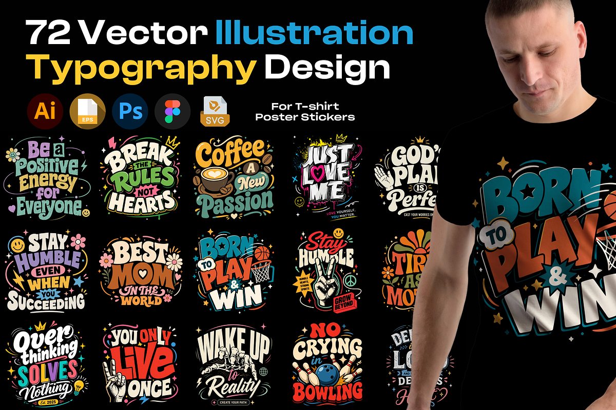 72 T-Shirt Poster Design Vector SVG, a Stationery Template by Miyaji75 (Photo 1 of 8)