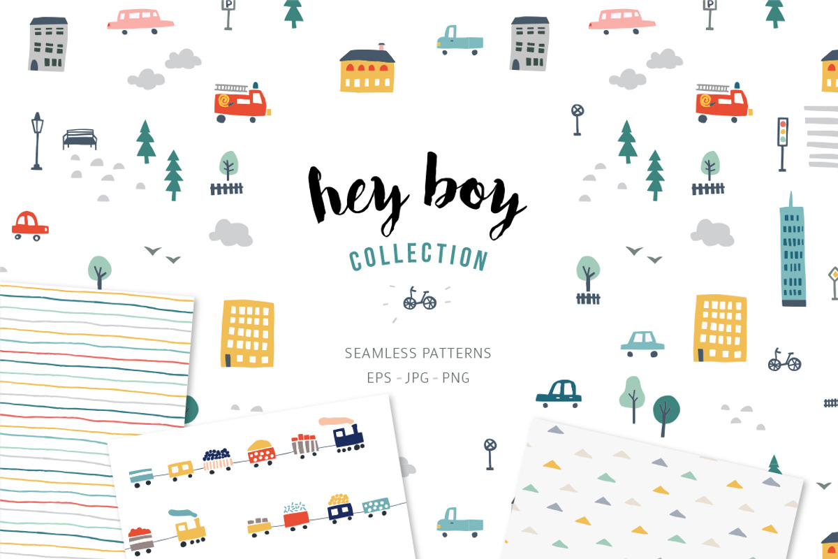 Seamless patterns for boys, a Pattern Graphic by Magnia (Photo 1 of 5)
