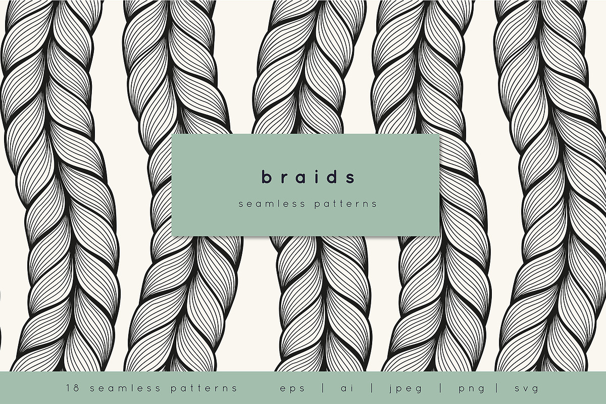 Braids. Seamless Pattern Set, a Pattern Graphic by Curly_Pat (Photo 1 of 7)
