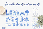 Dutch watercolor tiles and ornaments, a Decorative Illustration by ArtPavo (Thumbnail 4 of 7)