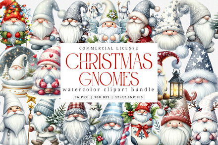 White Christmas Gnomes Clipart, an Illustration by SinaCreation