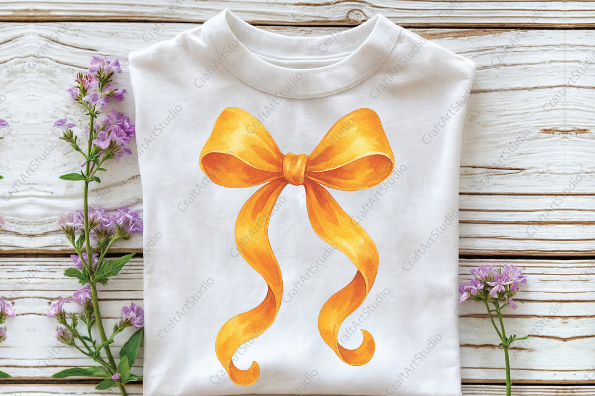 Orange Preppy Brushstroke Bow PNG, an Illustration by CraftArtStudio (Photo 2 of 4)