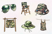 Camouflage Summer Elements Clipart, an Illustration by CreationArt (Thumbnail 5 of 5)