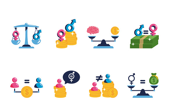 Salary Equality Illustration Set preview 2