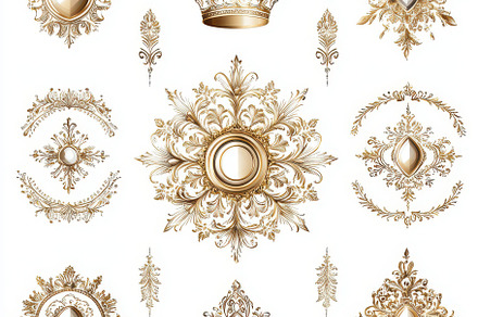 Golden Royal Ornaments Collection Ba, an Abstract Photo by Pixeness