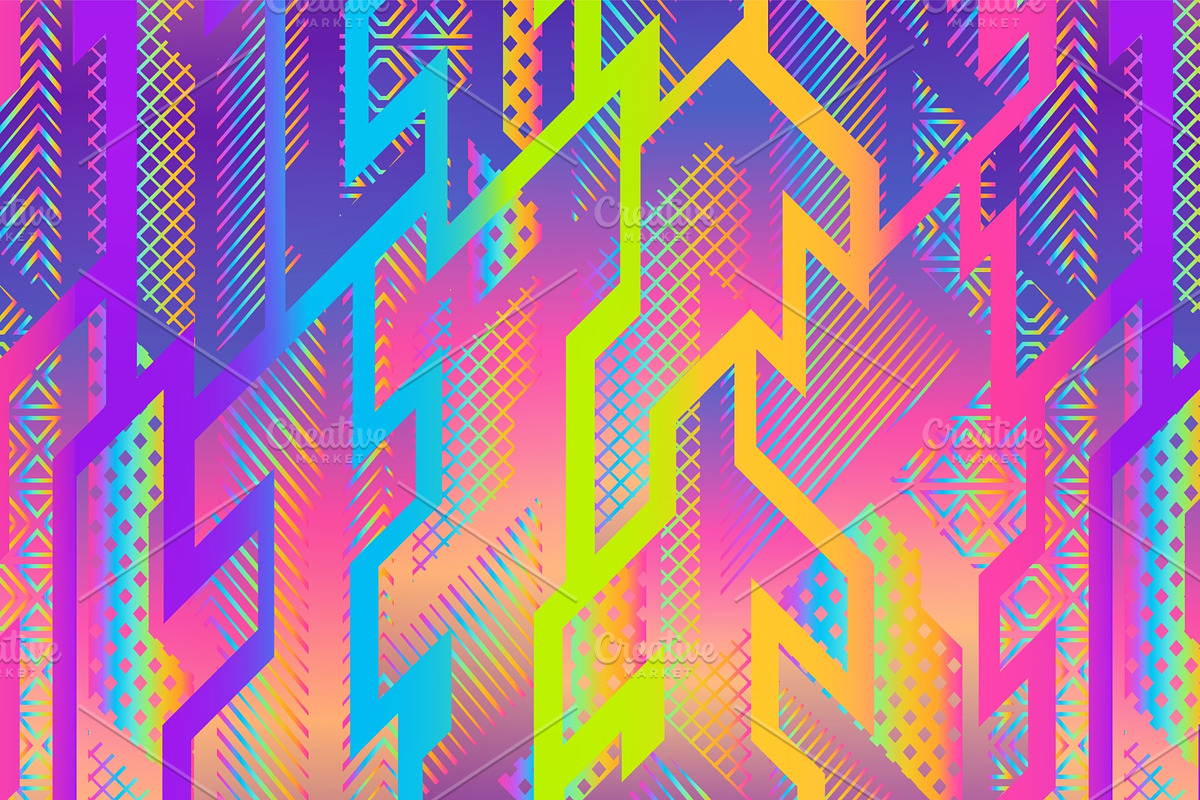 Hologram vector pattern pack, a Pattern Graphic by Gudiny (Photo 7 of 13)