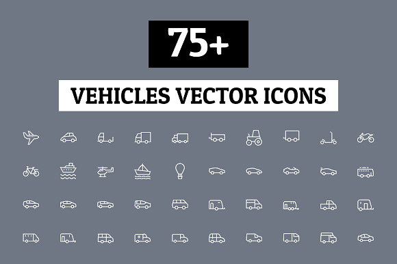 75+ Vehicles Vector Icons preview 3