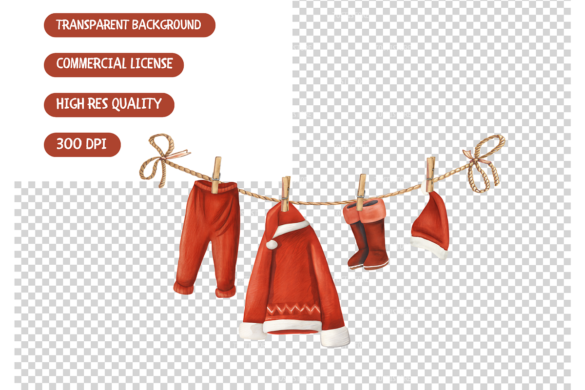 Christmas Laundry Clipart Set, an Illustration by TatiMockup (Photo 4 of 4)