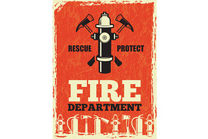 Fire department. retro poster for, an Illustration by Onyx