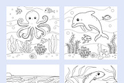 50 Printable Ocean Coloring Pages, an Animal Illustration by LikaYu (Thumbnail 8 of 9)
