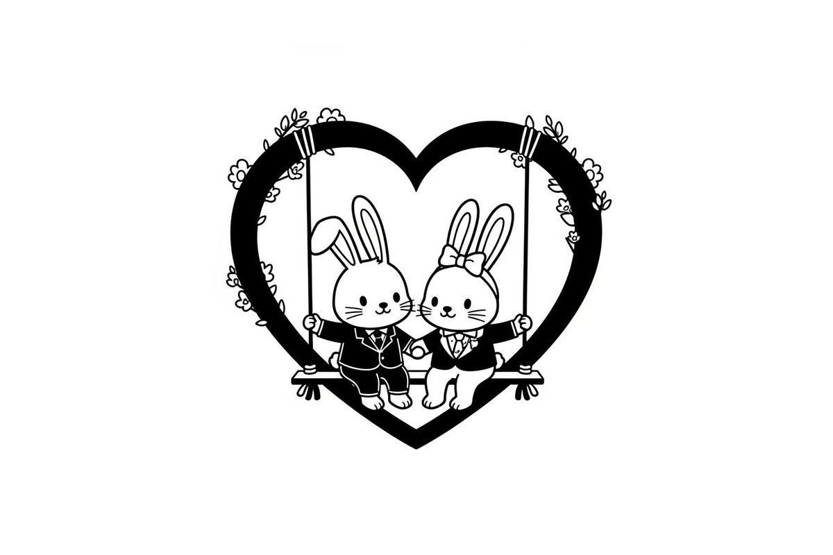 Cute Bunny Love Silhouette Icons, an Illustration by Creativeshirt (Photo 48 of 51)