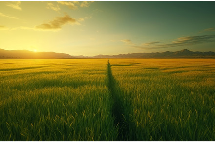 Green rice field. Generate AI, a Nature Photo by Ylivdesign